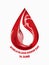 National Donor Day. Vertical banner. Blood flow, drop shape. Illustration in a realistic style. Hemophilia. blood