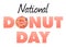 National Donut Day Graphic with Pink Frosted Donut on White Background - Doughnut Day with Clipping Path - June 2