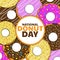 National Donut Day. Holiday concept. Template for background, banner, card, poster with text inscription. Vector EPS10