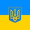 National emblem ukraine on flag. 3D illustration