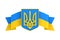 National emblem ukraine and ribbon on white background. Isolated 3D illustration