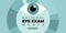 National Eye Exam Month in August. Vector banner, medical poster with text for social media. Noted in the United States. Eye logo