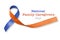 National family caregivers awareness in orange navy blue color fabric ribbon isolated on white background clipping path