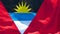 The national flag of Antigua Barbuda is flying in the wind