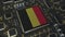 National flag of Belgium on the operating chipset. Belgian information technology or hardware development related