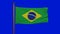 National flag of Brazil waving 3D Render with flagpole on chroma key, Brazil flag textile or Bandeira do Brasil