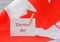 The National Flag of Canada. Canadian Flag or the Maple Leaf with paper note message text. Election day, give vote, your