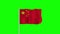 National Flag of China Waving on a Green Screen