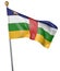 National flag for country of Central African Republic on white background, 3D rendering