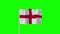 National Flag of England Waving on a Green Screen