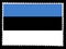 National flag of Estonia. Official colors and proportion of flag of Estonia. Postage stamp isolated on black background