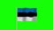 National Flag of Estonia Waving on a Green Screen