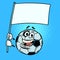 National flag form template. Football soccer ball. Funny charact