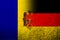 The national flag of Germany with The Republic of Moldova National flag. Grunge background