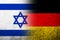 The national flag of Germany with State of Israel National flag. Grunge background