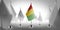 The national flag of the Guinea surrounded by white flags