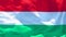 The national flag of Hungary is flying in the wind against the sky
