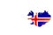 National flag of Iceland. Country outline on white background with copy space. Politics illustration