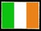 National flag of Ireland illustration. Official colors and proportion of flag of Ireland. Postage stamp isolated on black backgrou