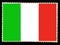 The national flag of Italy illustration. Official colors and proportion of flag of Italy. Old postage stamp isolated on black bac