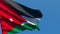 The national flag of Jordan is flying in the wind