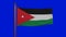 National flag of Jordan waving 3D Render with flagpole on chroma key, kingdom jordan flag textile used Pan-Arab Colors