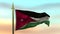 National Flag of Jordan waving in the wind against the sunset sky background slow motion Seamless Loop