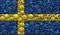 National Flag of the Kingdom of Sweden Soccer Balls Mosaic Illustration Design Concept