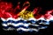 National flag of Kiribati made from colored smoke isolated on black background. Abstract silky wave background.