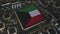 National flag of Kuwait on the operating chipset. Kuwaiti information technology or hardware development related