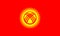 National Flag Kyrgyz Republic, Kyrgyzstan, red field charged with a yellow sun with forty uniformly spaced rays