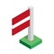 National flag of Latvia on flagpole drawn in isometric view