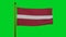 National flag of Latvia waving 3D Render with flagpole on chroma key, Latvijas karogs designed by Ansis Cirulis, Latvian