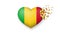 National flag of Mali in heart illustration. With love to Mali country. The national flag of Mali fly out small hearts on white