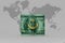 National flag of mauritania on the dollar money banknote on the world map background .3d illustration