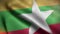 The national flag of Myanmar waving