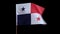 The national flag of Panama in the wind, on a black background