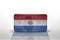 National flag of paraguay on the dollar money banknote on the white background