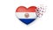 National flag of Paraguay in heart illustration. With love to Paraguay country. The national flag of Paraguay fly out small hearts