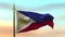 National Flag of Philippines waving in the wind against the sunset sky background slow motion Seamless Loop