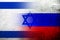 National flag of Russian Federation with State of Israel National flag. Grunge background