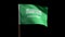 The national flag of Saudi Arabia is flying in the wind, on a black background