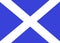 The national flag of Scotland - two white bands crossing over a backdrop of blue