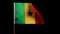 The national flag of Senegal is flying in the wind, on a black background