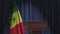National flag of Senegal and speaker podium tribune. Political event or statement related conceptual 3D animation