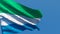 The national flag of Sierra Leone is flying in the wind