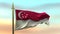 National Flag of Singapore waving in the wind against the sunset sky background slow motion Seamless Loop