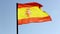 The national flag of Spain waving with slow motion