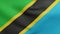 National flag of Tanzania waving 3D Render, United Republic of Tanzania flag textile or Swahili bendera ya Tanzania