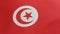 National flag of Tunisia waving original colors 3D Render, Republic of Tunisia flag textile designed by Al Husayn II ibn